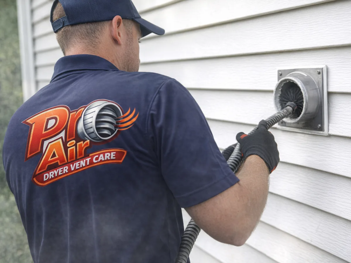 dryer vent cleaning technician on the job in Dallas, TX